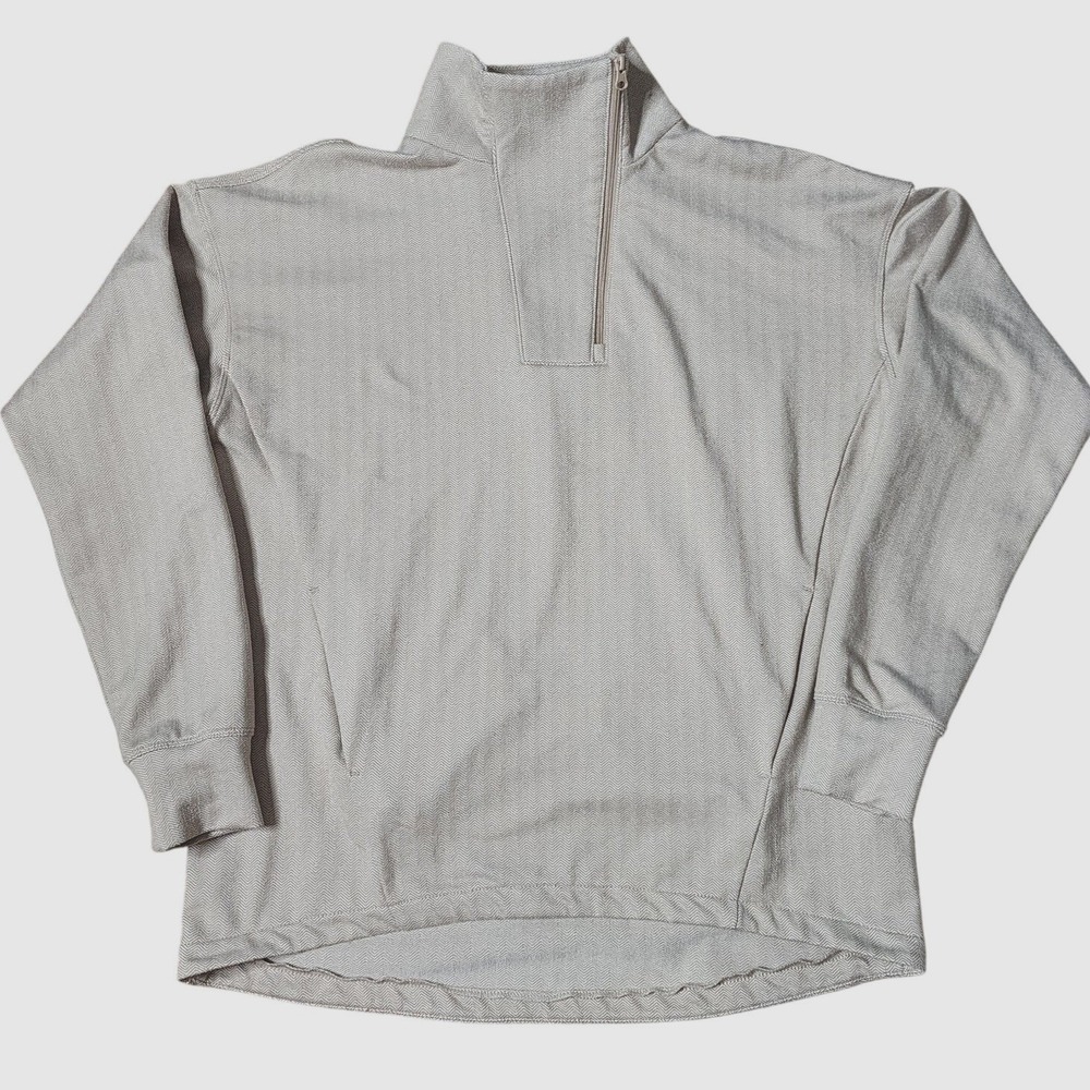J McLaughlin Maeba Fleece Top‎ XS Herringbone Tan Cream 1/4 Zip Neutral Lounge